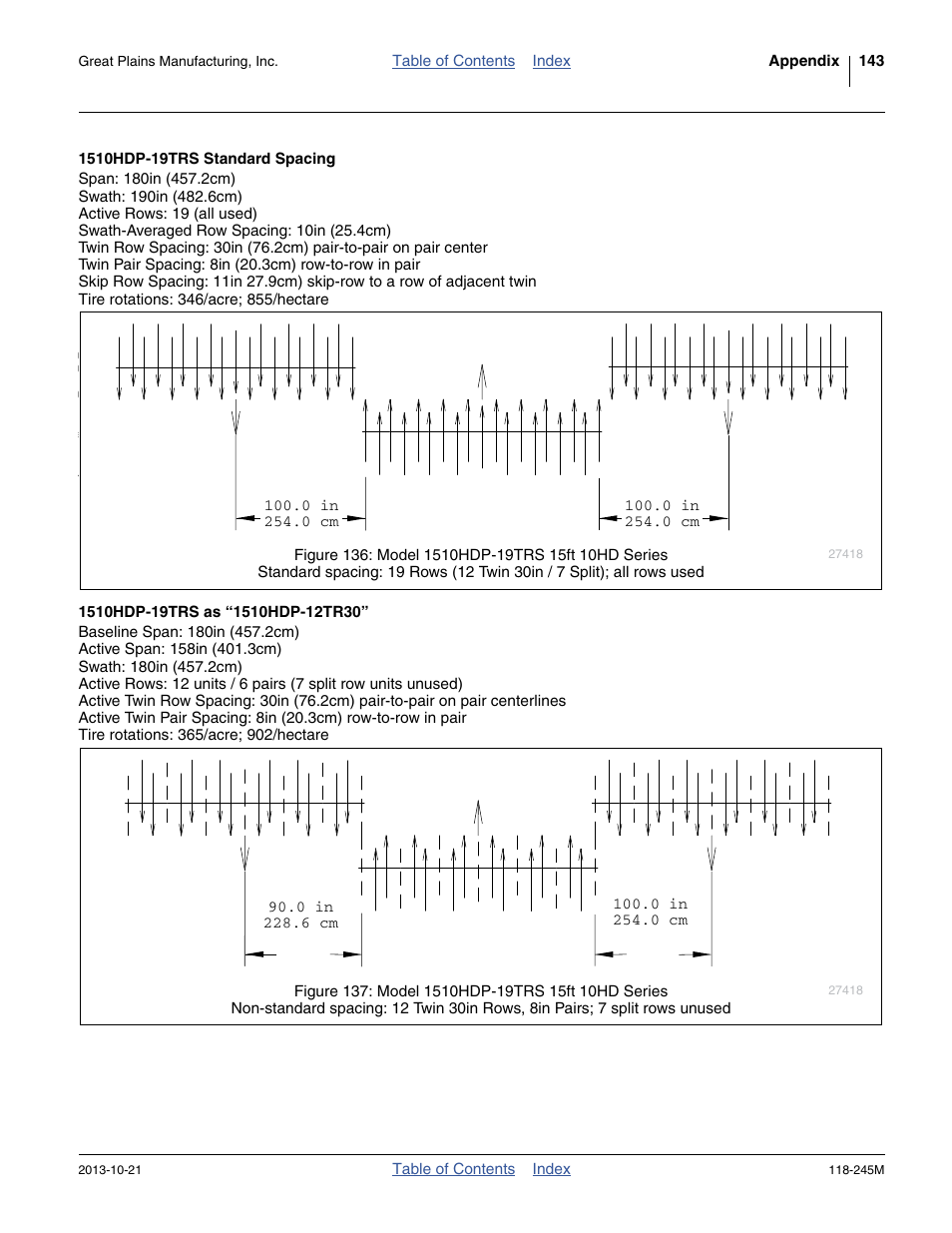 1510hdp-19trs standard spacing, 1510hdp-19trs as “1510hdp-12tr30 | Great Plains 2510HDP Operator Manual User Manual | Page 147 / 180