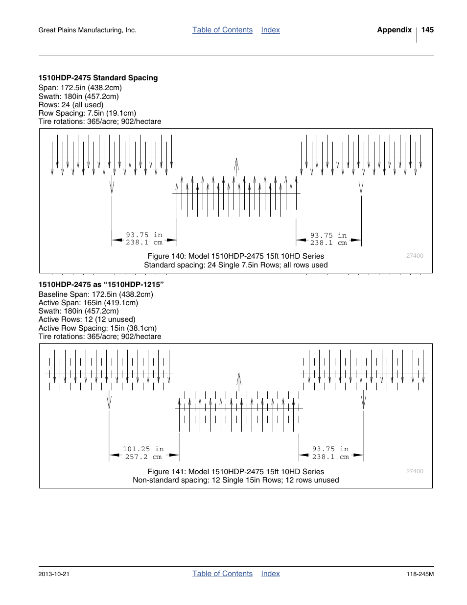 1510hdp-2475 standard spacing, 1510hdp-2475 as “1510hdp-1215 | Great Plains 2510HDP Operator Manual User Manual | Page 149 / 180