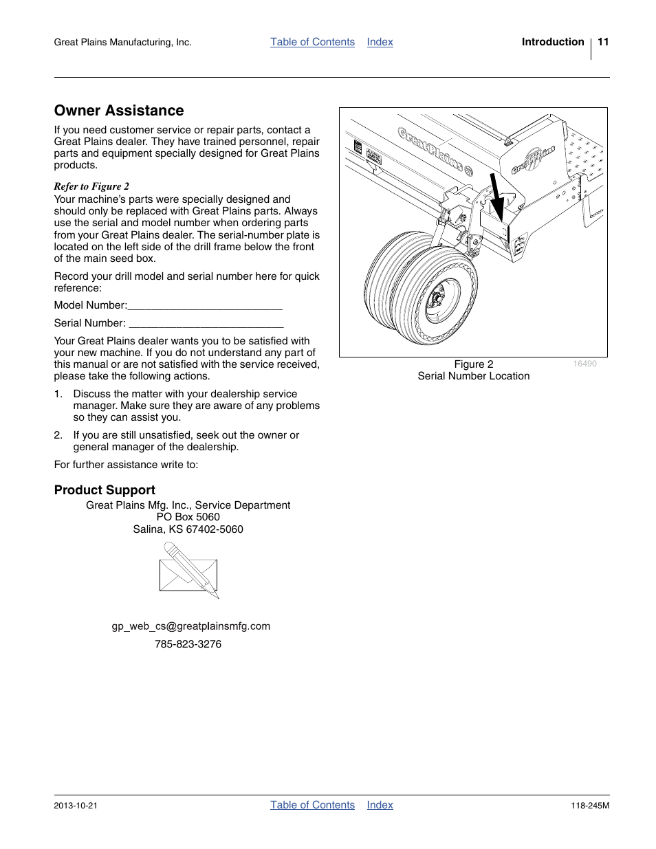 Owner assistance, Product support | Great Plains 2510HDP Operator Manual User Manual | Page 15 / 180