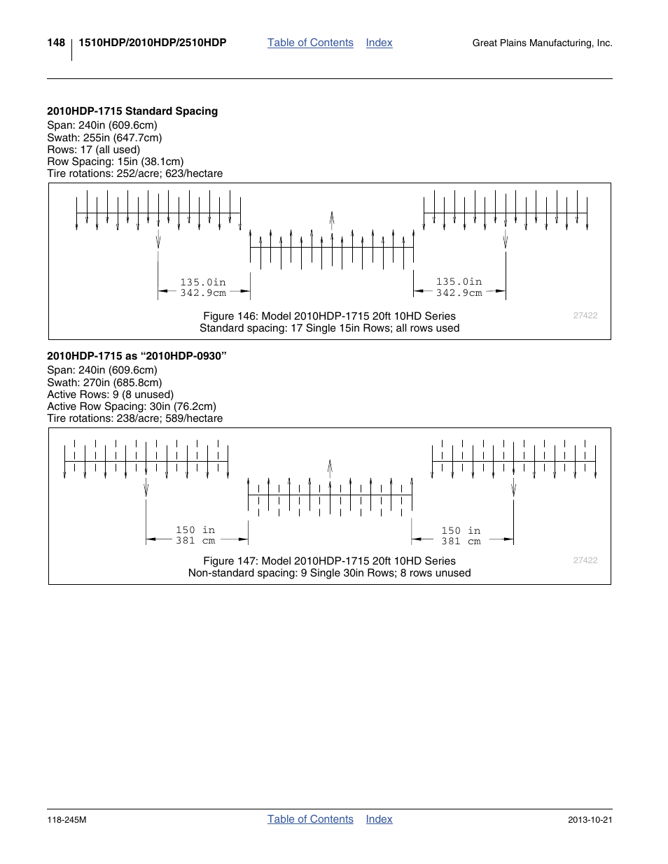 2010hdp-1715 standard spacing, 2010hdp-1715 as “2010hdp-0930 | Great Plains 2510HDP Operator Manual User Manual | Page 152 / 180