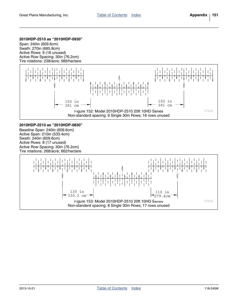 2010hdp-2510 as “2010hdp-0930, 2010hdp-2510 as “2010hdp-0830 | Great Plains 2510HDP Operator Manual User Manual | Page 155 / 180