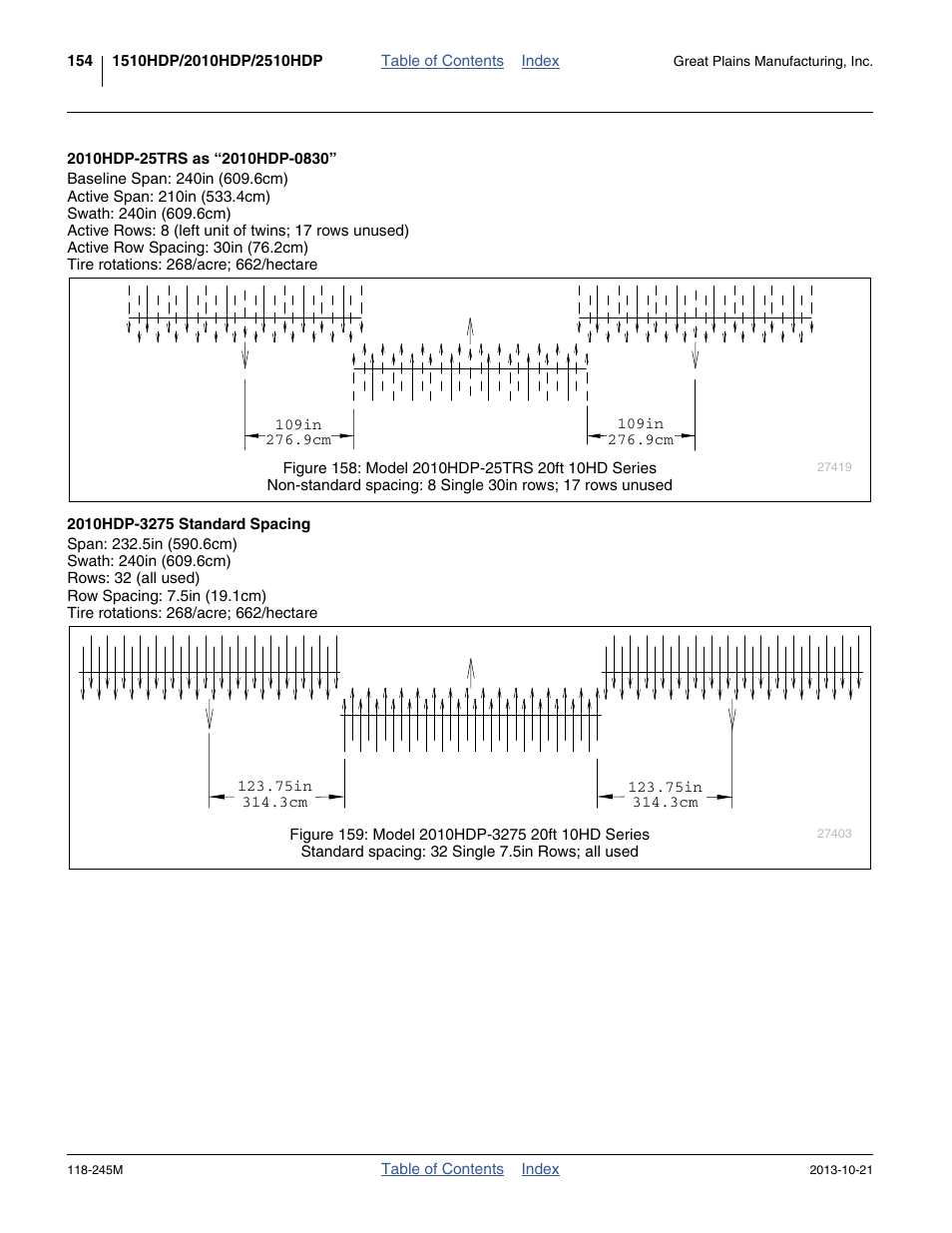 2010hdp-25trs as “2010hdp-0830, 2010hdp-3275 standard spacing | Great Plains 2510HDP Operator Manual User Manual | Page 158 / 180