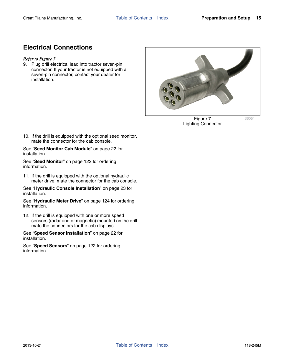 Electrical connections | Great Plains 2510HDP Operator Manual User Manual | Page 19 / 180