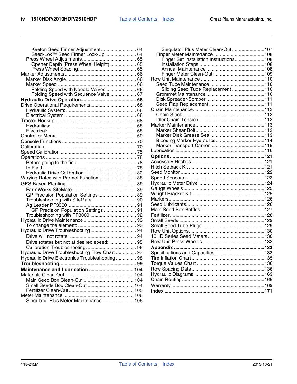 Great Plains 2510HDP Operator Manual User Manual | Page 4 / 180
