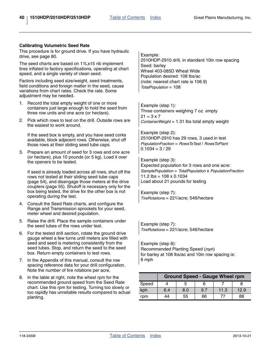 Calibrating volumetric seed rate | Great Plains 2510HDP Operator Manual User Manual | Page 44 / 180