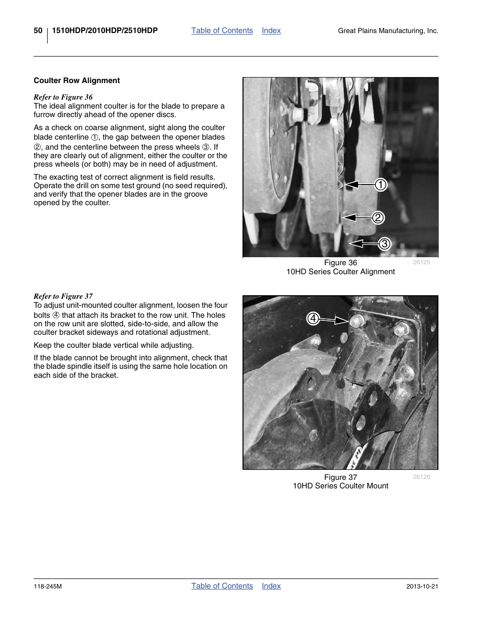 Coulter row alignment | Great Plains 2510HDP Operator Manual User Manual | Page 54 / 180
