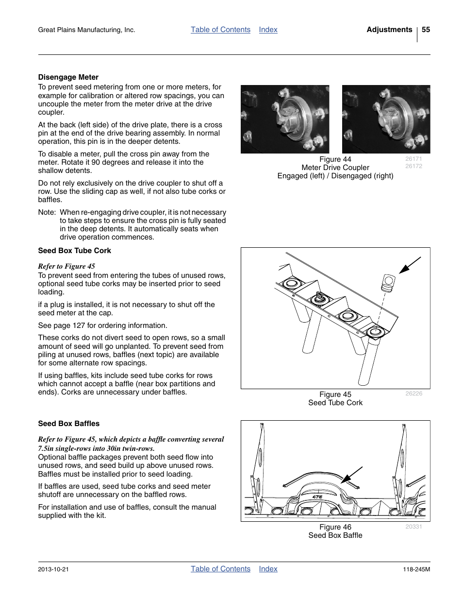 Disengage meter, Seed box tube cork, Seed box baffles | Great Plains 2510HDP Operator Manual User Manual | Page 59 / 180