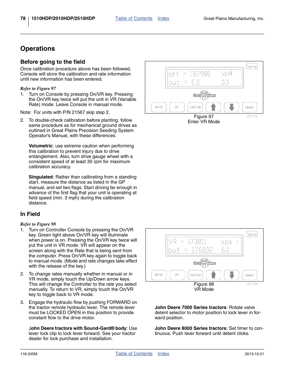 Operations, Before going to the field, In field | Before going to the field in field | Great Plains 2510HDP Operator Manual User Manual | Page 82 / 180