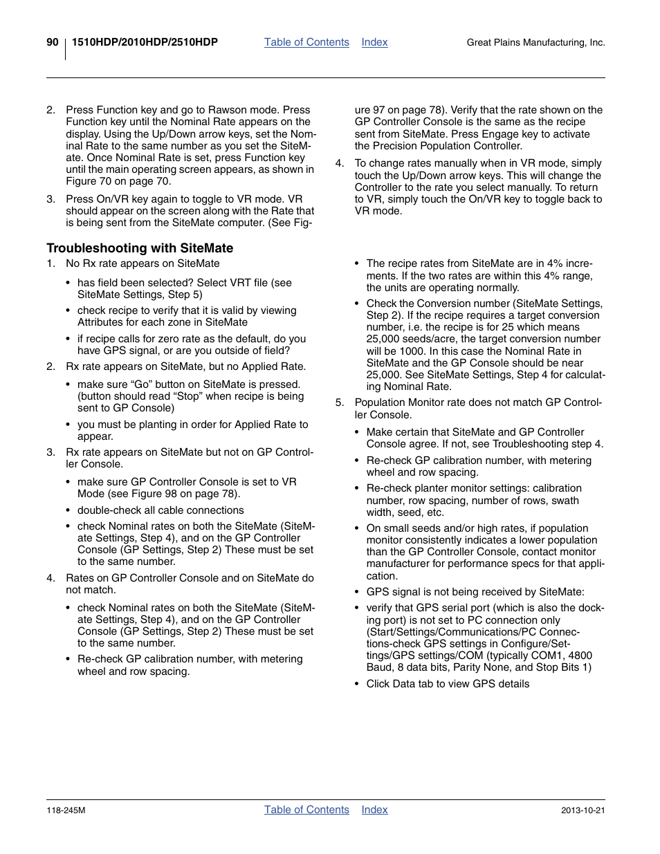 Troubleshooting with sitemate | Great Plains 2510HDP Operator Manual User Manual | Page 94 / 180