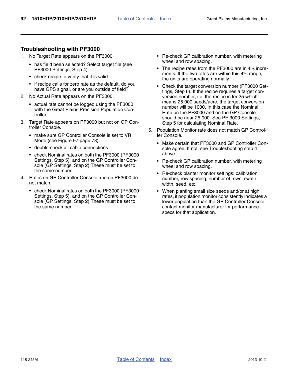 Troubleshooting with pf3000 | Great Plains 2510HDP Operator Manual User Manual | Page 96 / 180