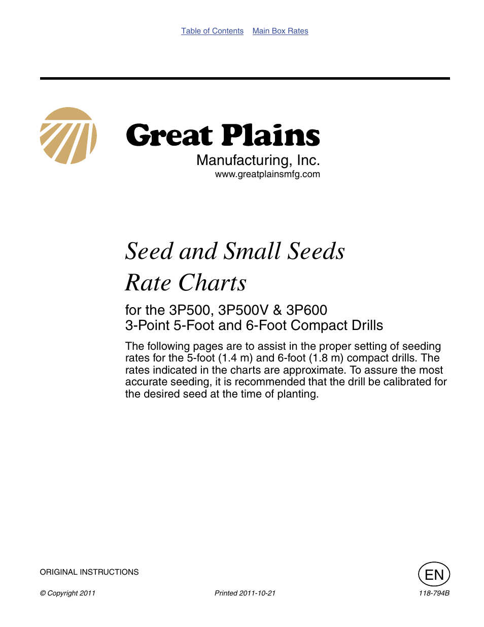 Great Plains 3P600 Material Rate User Manual | 68 pages