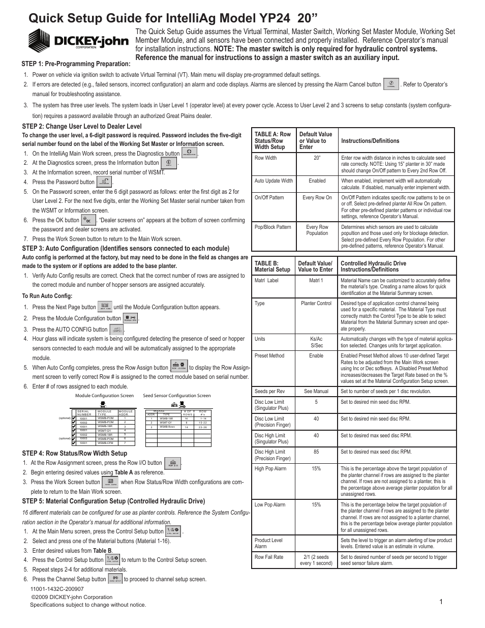 Great Plains YP2425-3620 36 Row 20 Inch Quick Start User Manual | 5 pages