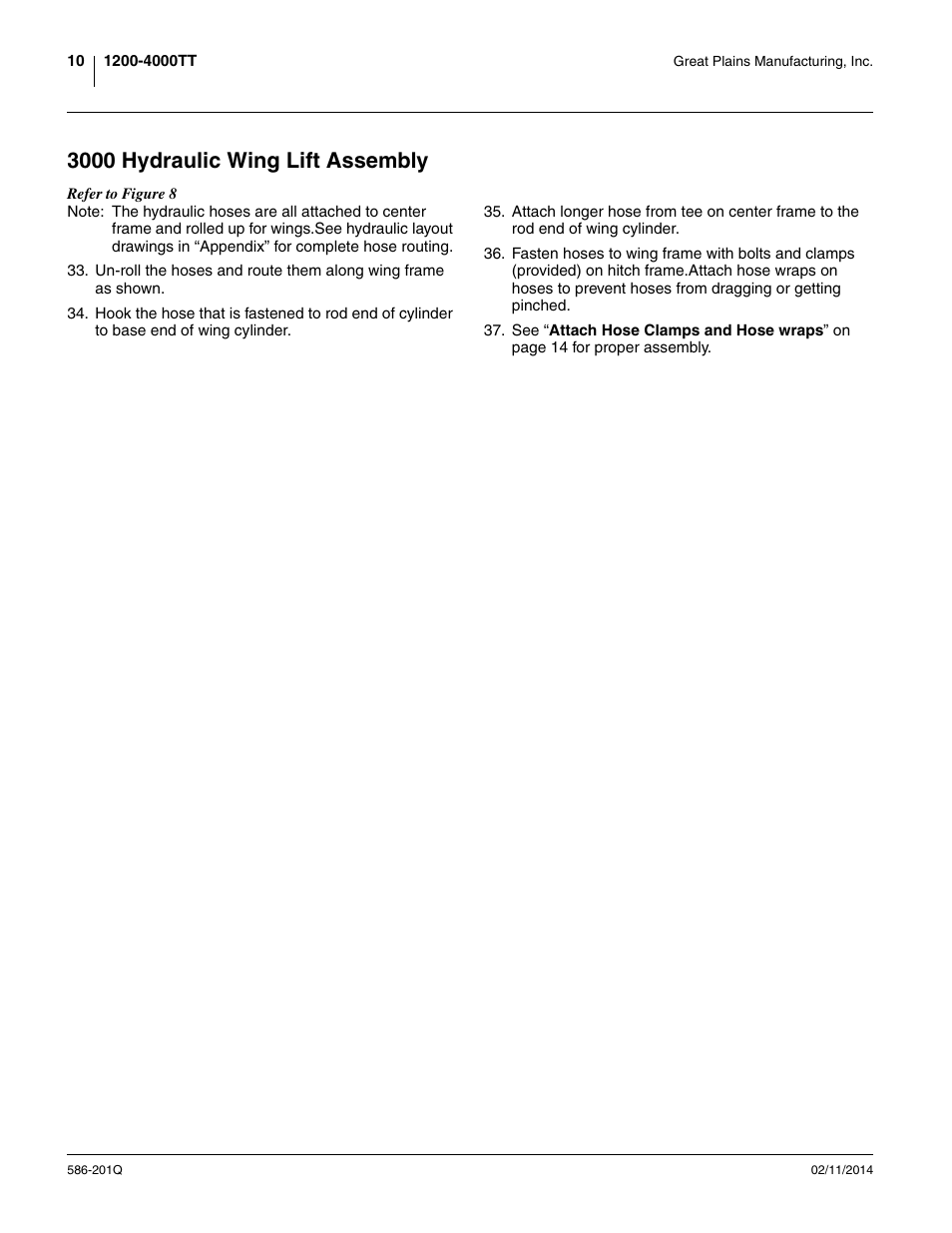 3000 hydraulic wing lift assembly | Great Plains 4000TT Predelivery Manual User Manual | Page 14 / 72
