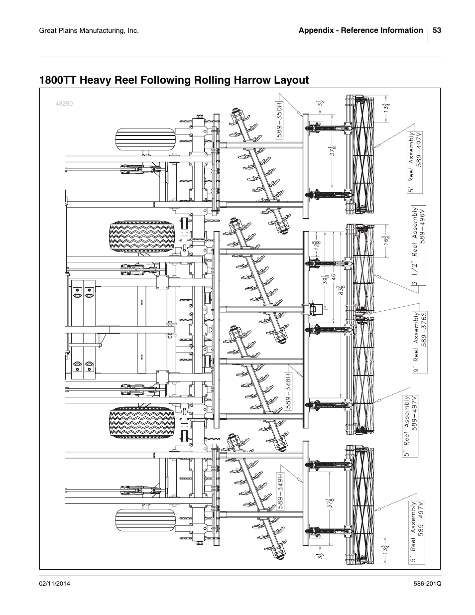1800tt heavy reel following rolling harrow layout | Great Plains 4000TT Predelivery Manual User Manual | Page 57 / 72