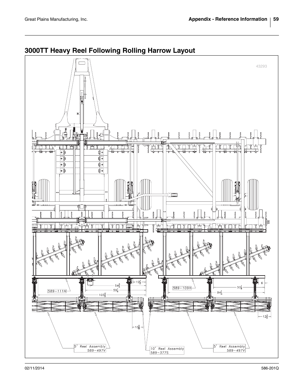 3000tt heavy reel following rolling harrow layout | Great Plains 4000TT Predelivery Manual User Manual | Page 63 / 72