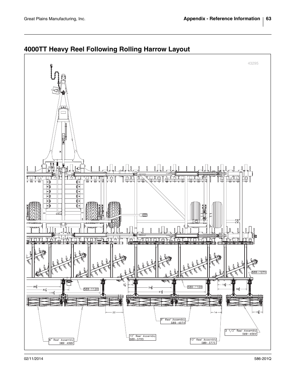 4000tt heavy reel following rolling harrow layout | Great Plains 4000TT Predelivery Manual User Manual | Page 67 / 72