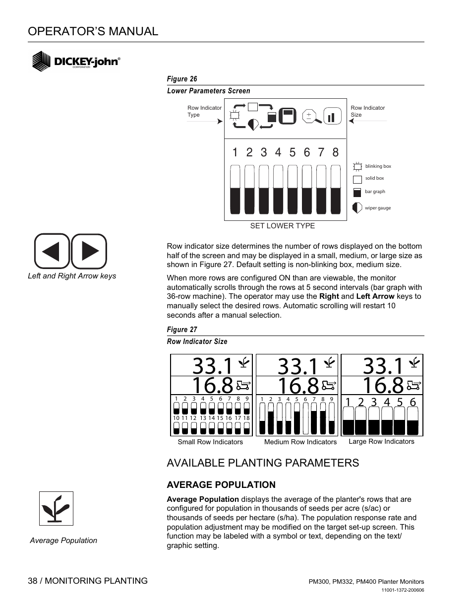 Available planting parameters, Average population | Great Plains PM400 Monitor Operator User Manual | Page 44 / 60