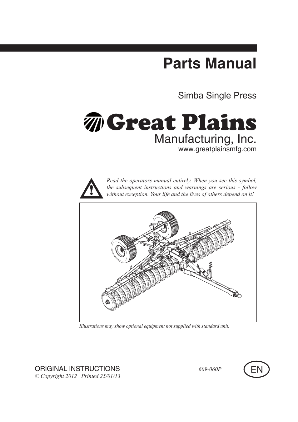 Great Plains Simba Single Press Parts Manual User Manual | 122 pages