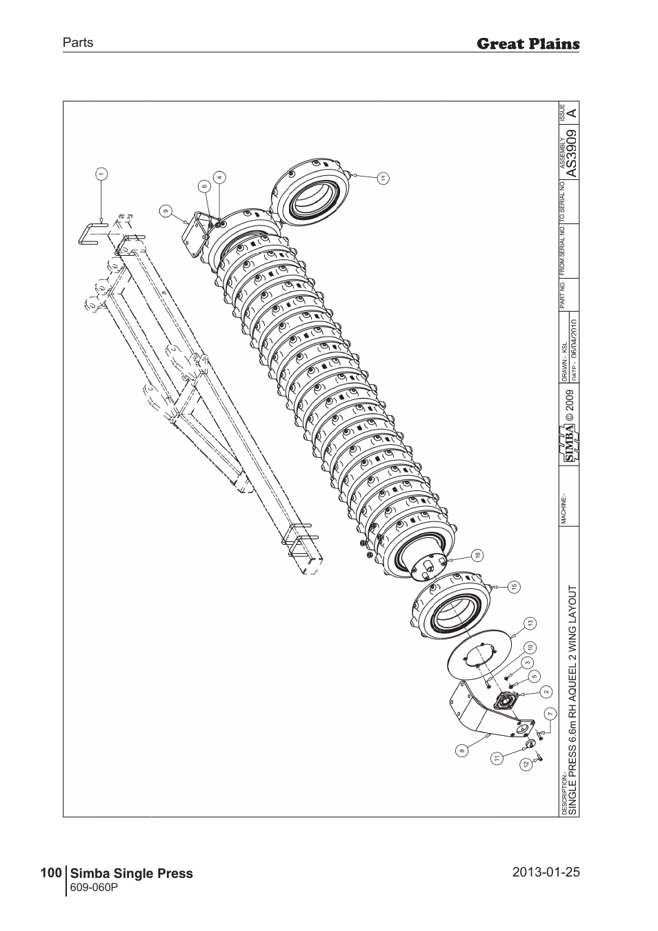 Great Plains Simba Single Press Parts Manual User Manual | Page 100 / 122