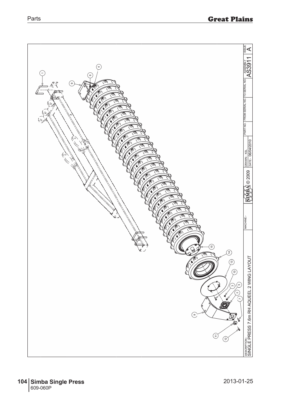 Great Plains Simba Single Press Parts Manual User Manual | Page 104 / 122