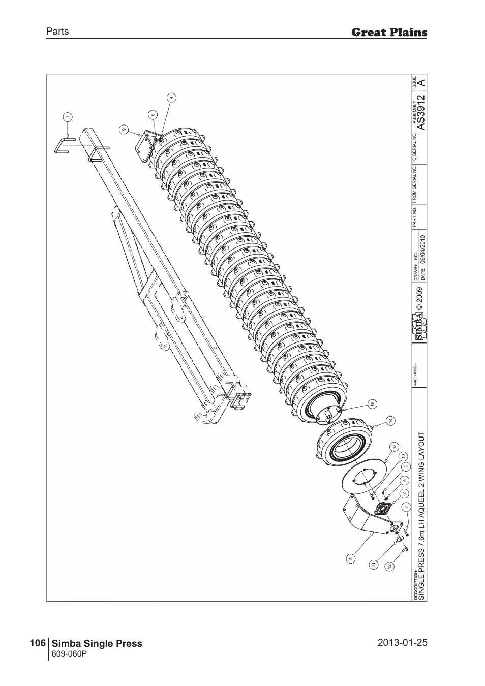 Great Plains Simba Single Press Parts Manual User Manual | Page 106 / 122