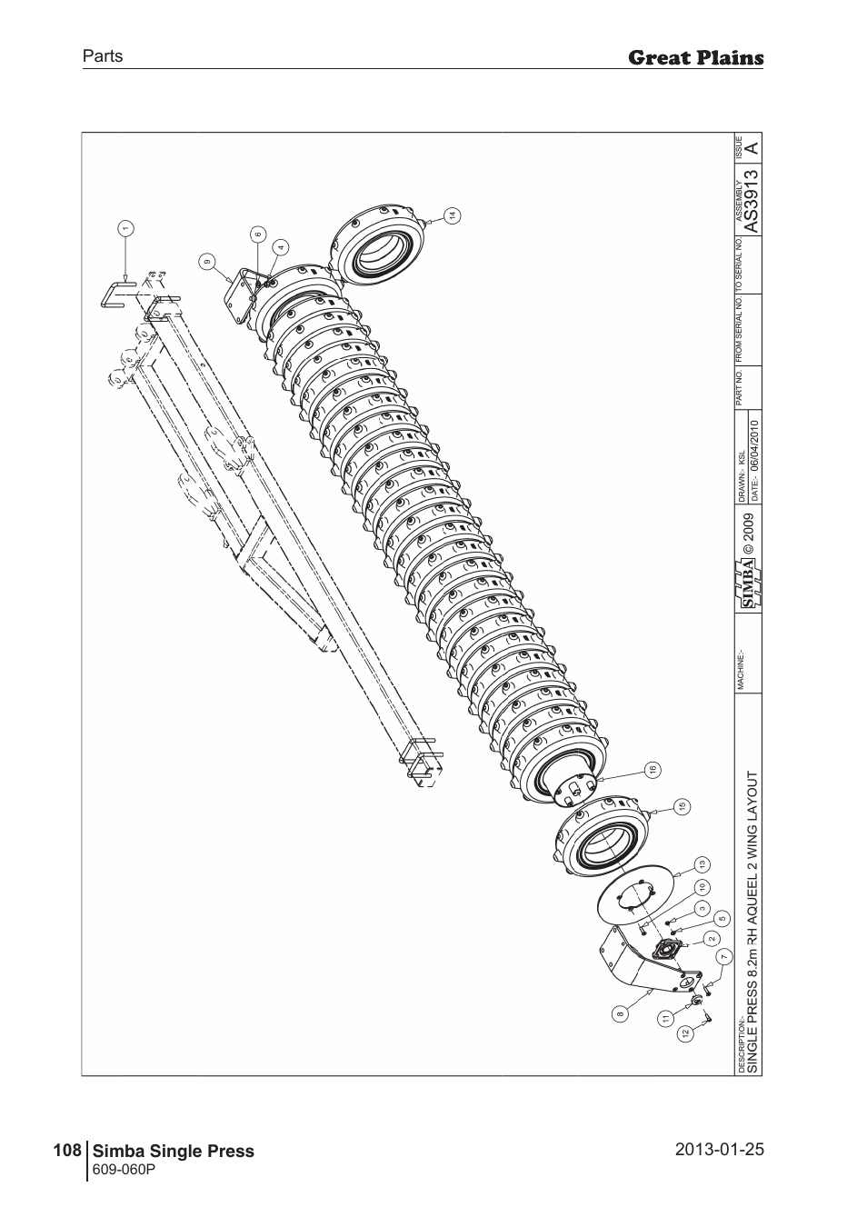 Great Plains Simba Single Press Parts Manual User Manual | Page 108 / 122