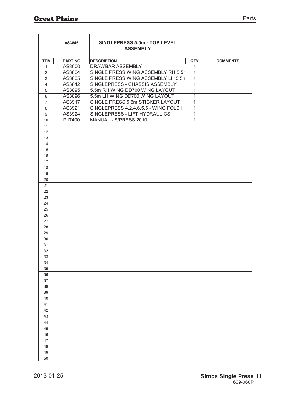 Great Plains Simba Single Press Parts Manual User Manual | Page 11 / 122