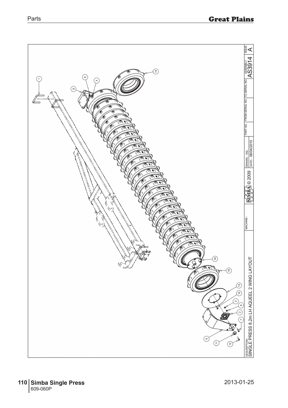 Great Plains Simba Single Press Parts Manual User Manual | Page 110 / 122