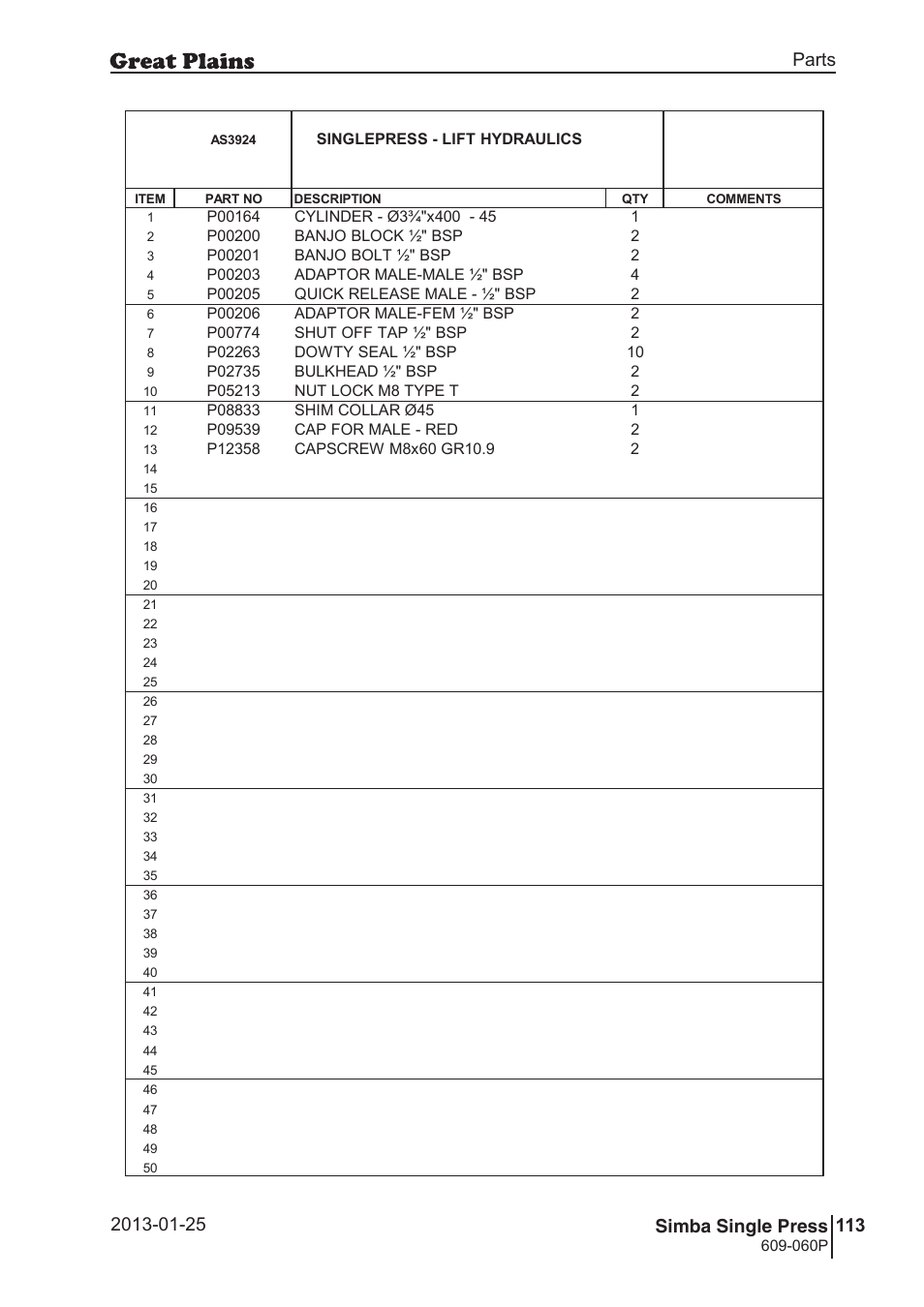 Great Plains Simba Single Press Parts Manual User Manual | Page 113 / 122