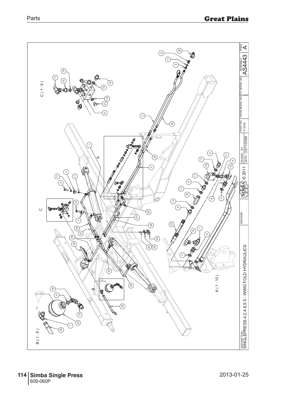 Single press, 156 7. parts and assembly, Aas 44 43 | Parts 114 simba single press, Operating instructions, 060p, Si m b a | Great Plains Simba Single Press Parts Manual User Manual | Page 114 / 122