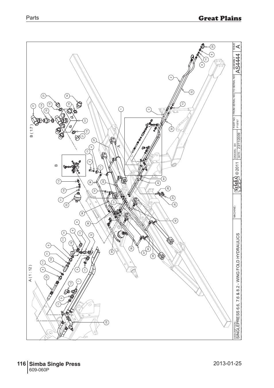 Single press, 158 7. parts and assembly, Aas 44 44 | Parts 116 simba single press, Operating instructions, 060p, Si m b a | Great Plains Simba Single Press Parts Manual User Manual | Page 116 / 122