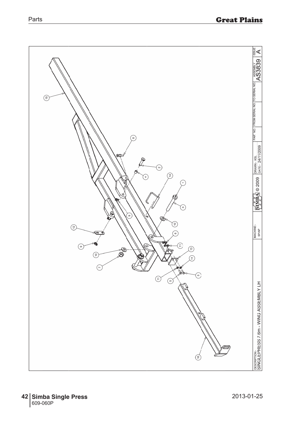 Great Plains Simba Single Press Parts Manual User Manual | Page 42 / 122