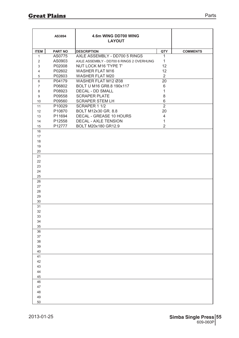 Great Plains Simba Single Press Parts Manual User Manual | Page 55 / 122