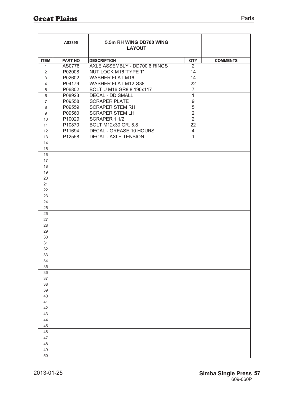 Great Plains Simba Single Press Parts Manual User Manual | Page 57 / 122