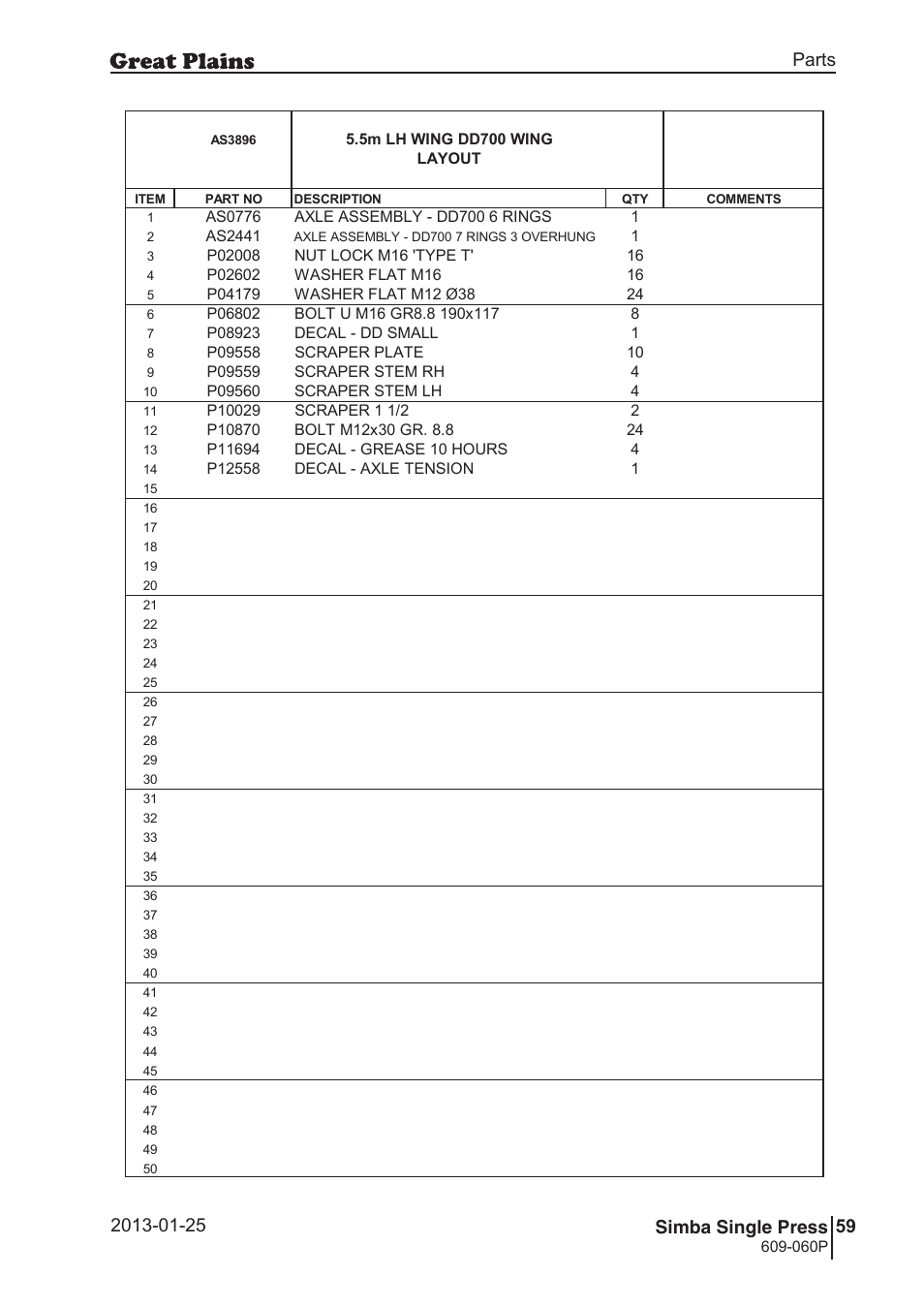 Great Plains Simba Single Press Parts Manual User Manual | Page 59 / 122