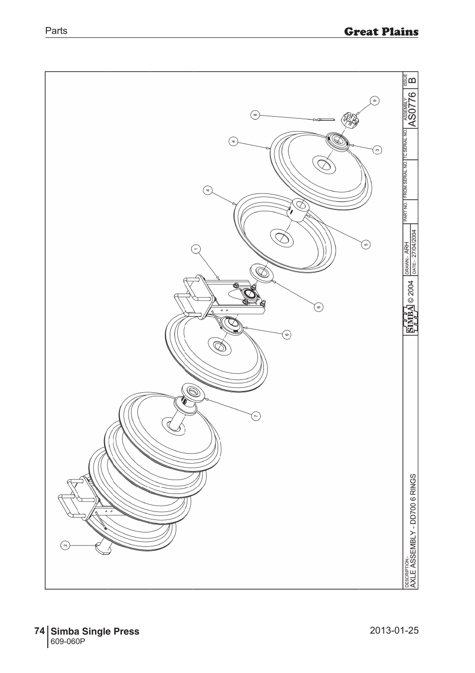 Great Plains Simba Single Press Parts Manual User Manual | Page 74 / 122