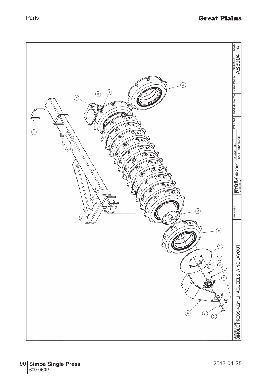 Great Plains Simba Single Press Parts Manual User Manual | Page 90 / 122