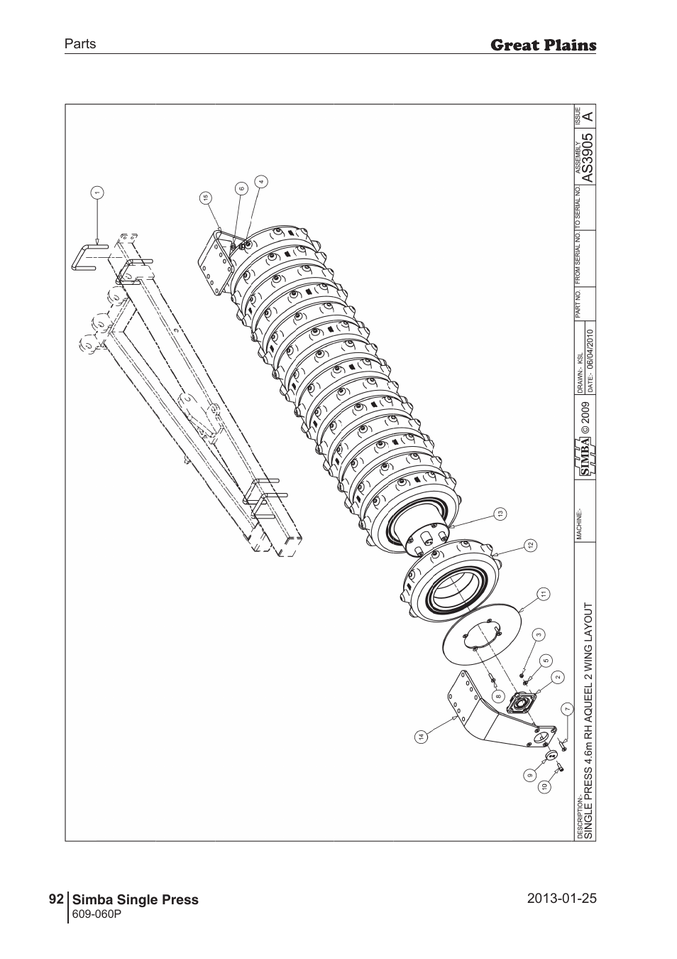 Great Plains Simba Single Press Parts Manual User Manual | Page 92 / 122