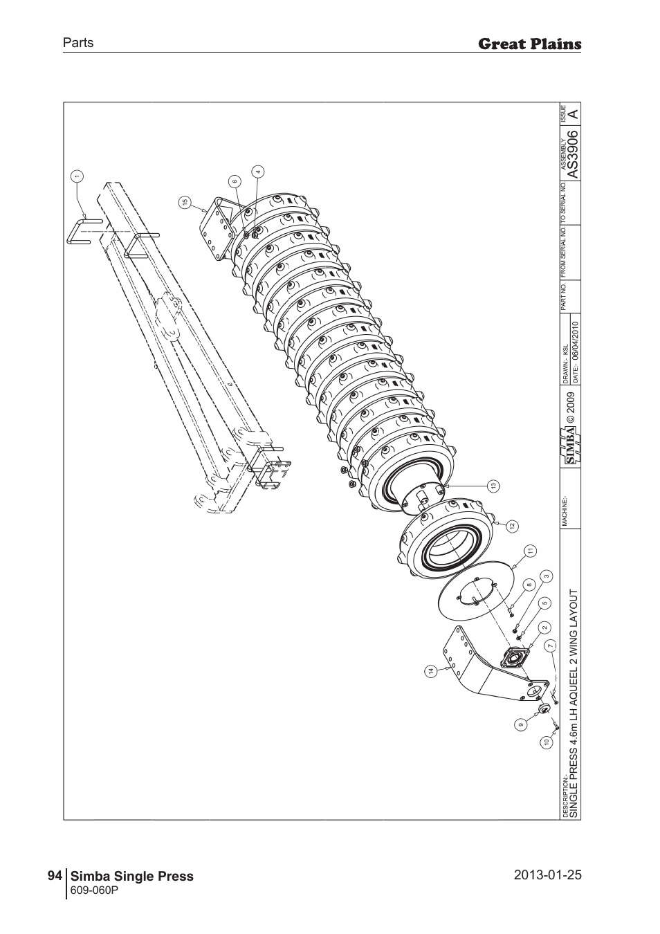 Great Plains Simba Single Press Parts Manual User Manual | Page 94 / 122