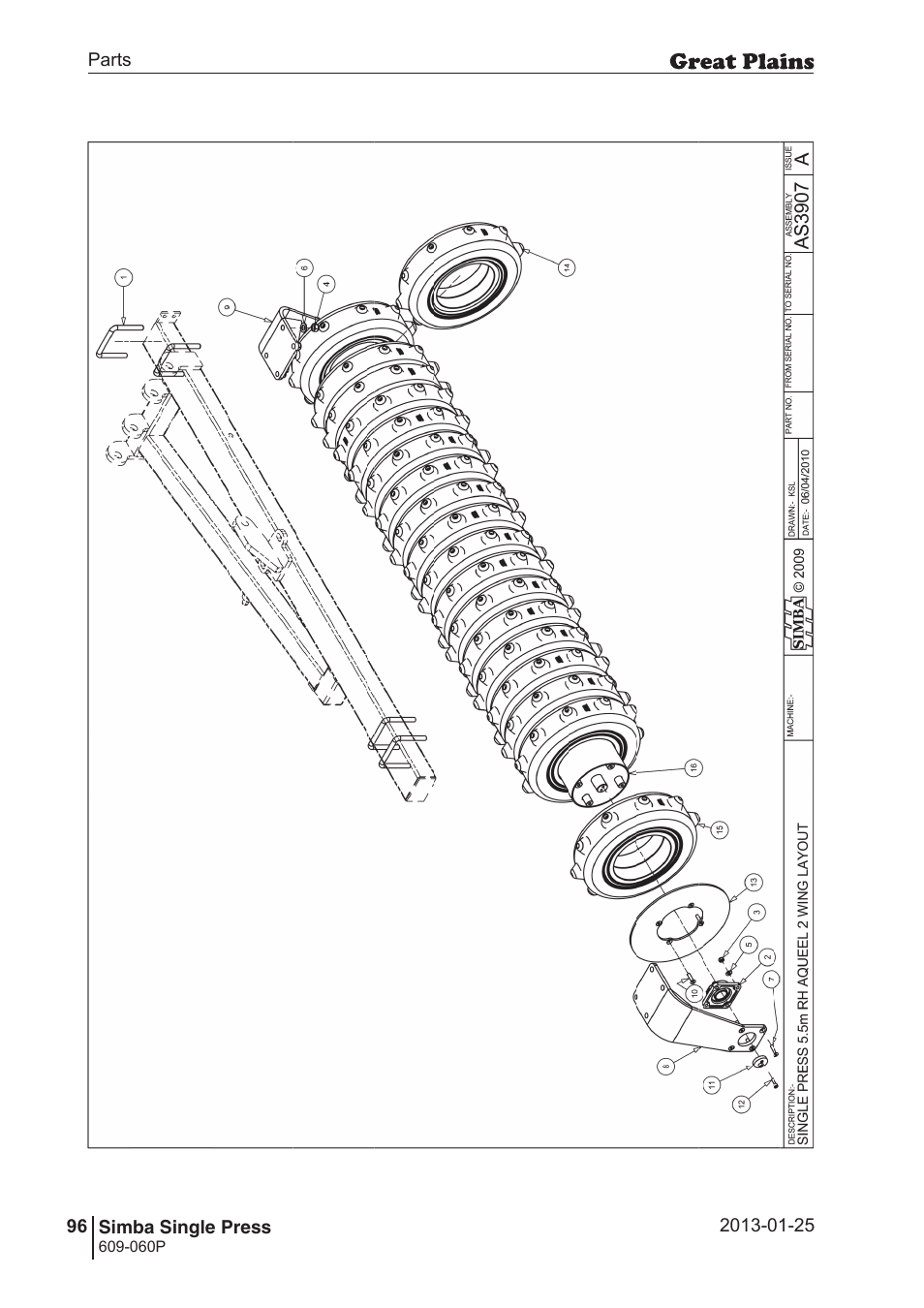 Great Plains Simba Single Press Parts Manual User Manual | Page 96 / 122