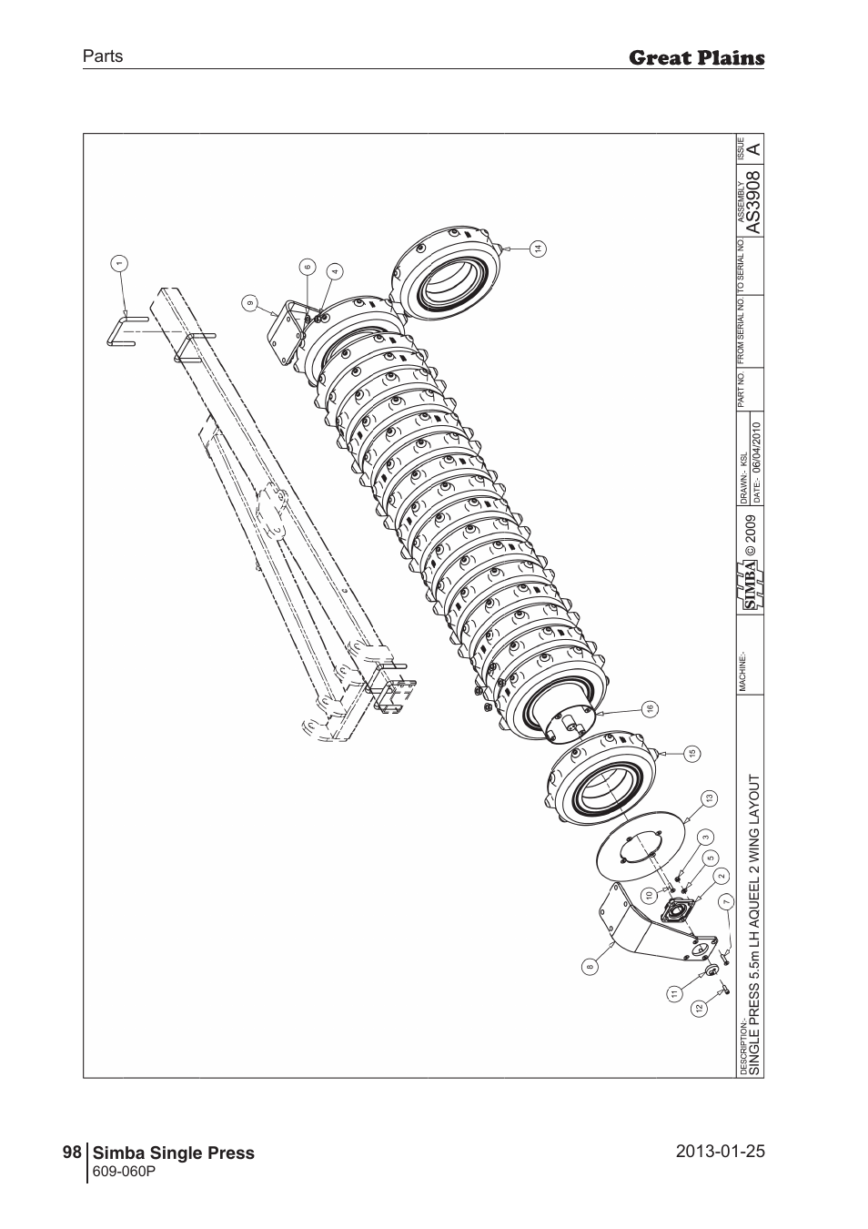 Great Plains Simba Single Press Parts Manual User Manual | Page 98 / 122