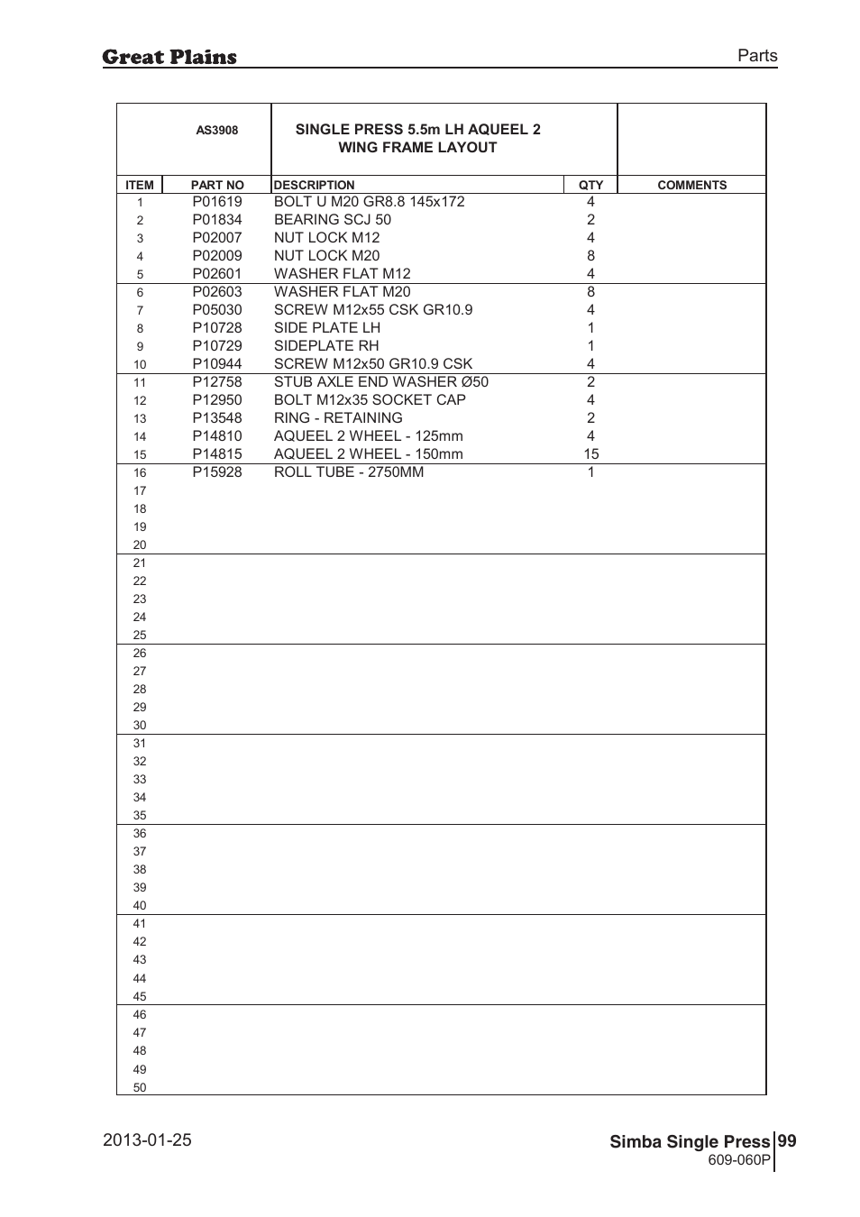 Great Plains Simba Single Press Parts Manual User Manual | Page 99 / 122