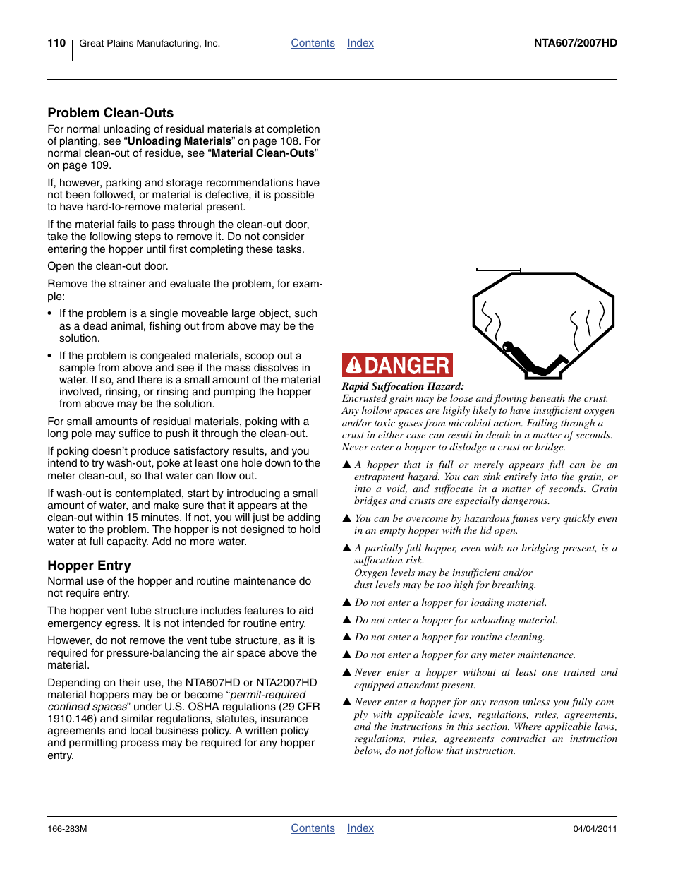 Problem clean-outs, Hopper entry, Problem clean-outs hopper entry | Great Plains NTA2007HD Operator Manual User Manual | Page 114 / 178