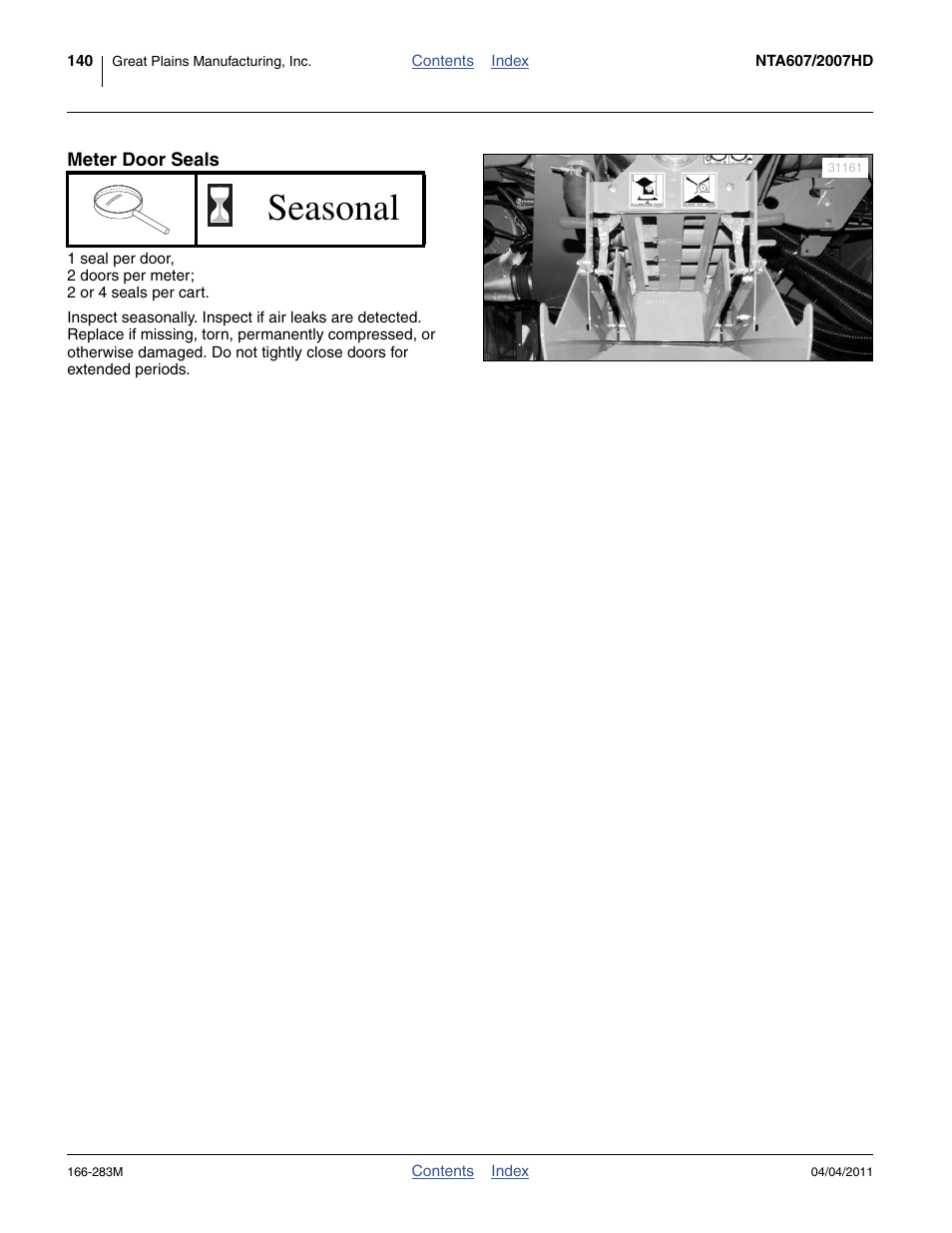 Meter door seals, Seasonal | Great Plains NTA2007HD Operator Manual User Manual | Page 144 / 178
