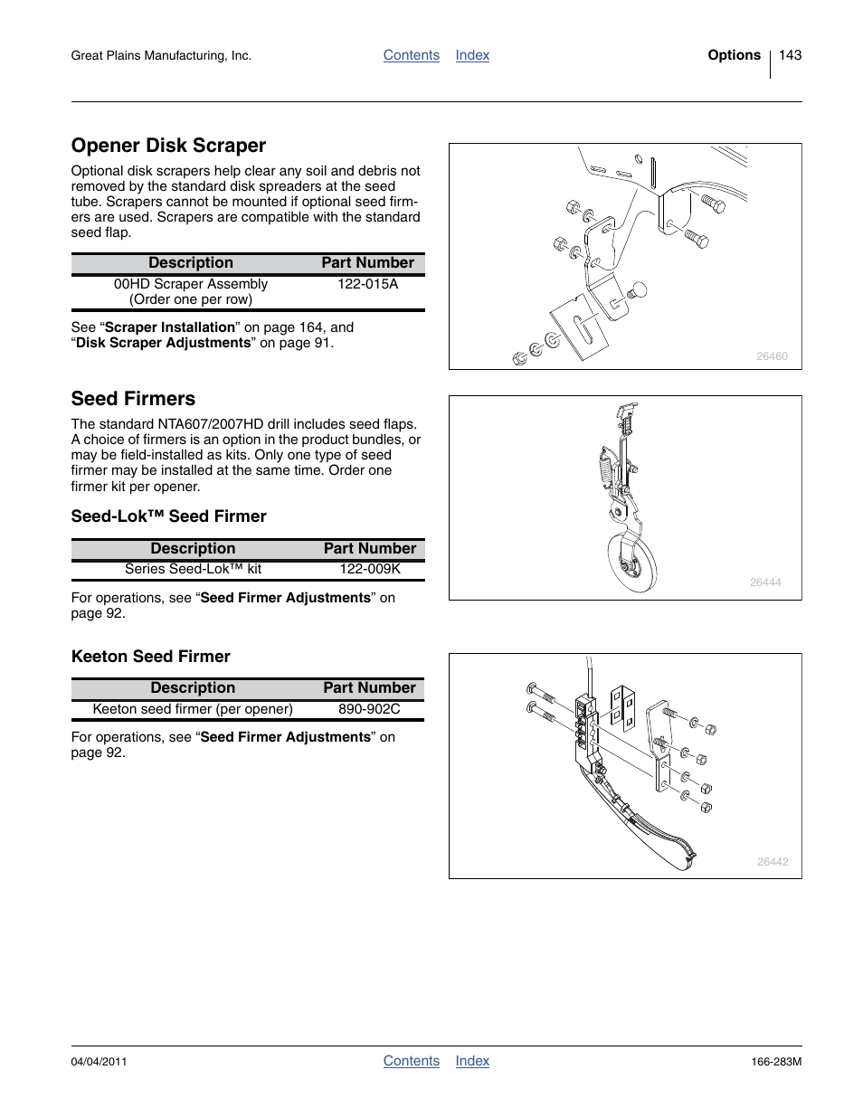 Opener disk scraper, Seed firmers, Seed-lok™ seed firmer | Keeton seed firmer | Great Plains NTA2007HD Operator Manual User Manual | Page 147 / 178