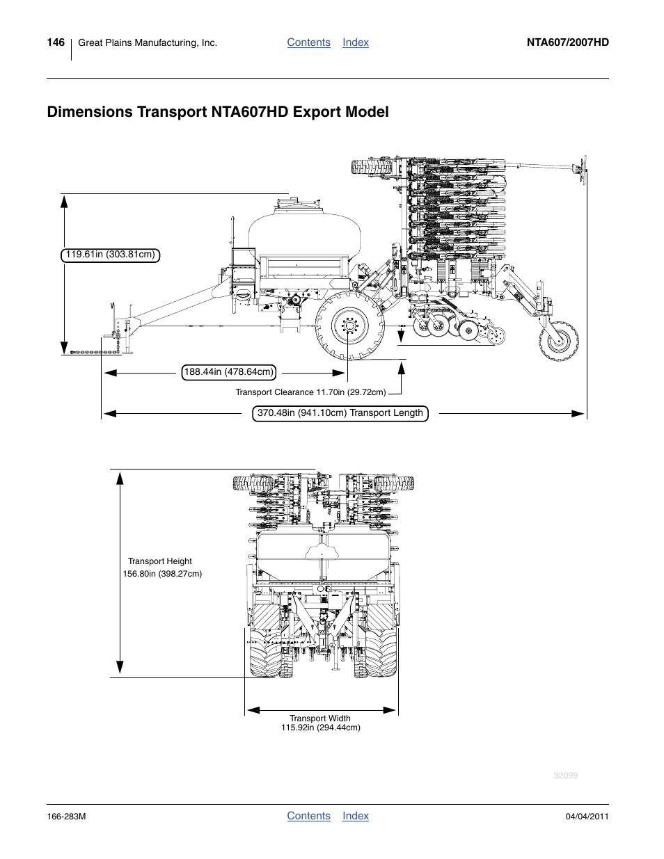 Dimensions transport nta607hd export model | Great Plains NTA2007HD Operator Manual User Manual | Page 150 / 178