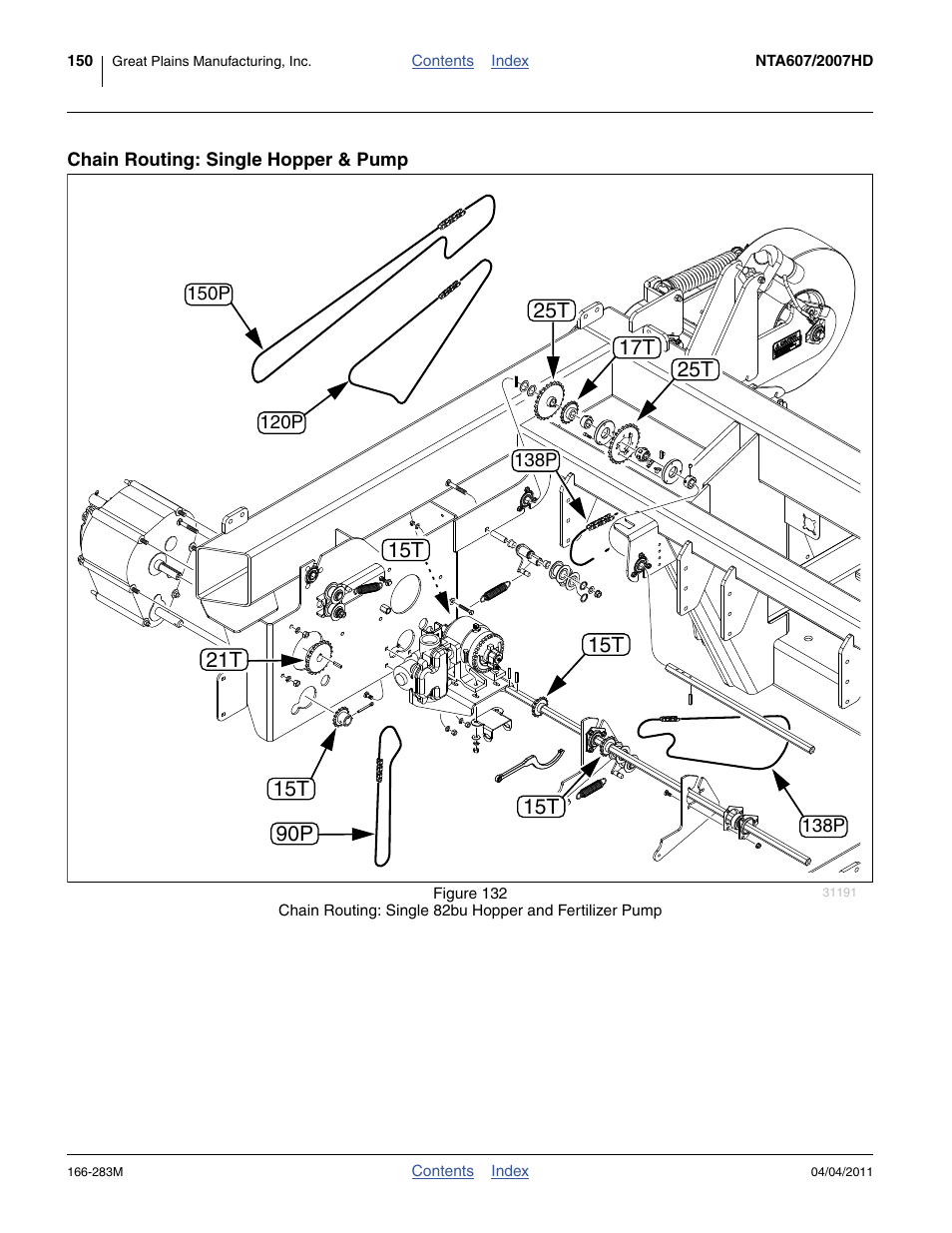 Chain routing: single hopper & pump, 17t 21t | Great Plains NTA2007HD Operator Manual User Manual | Page 154 / 178