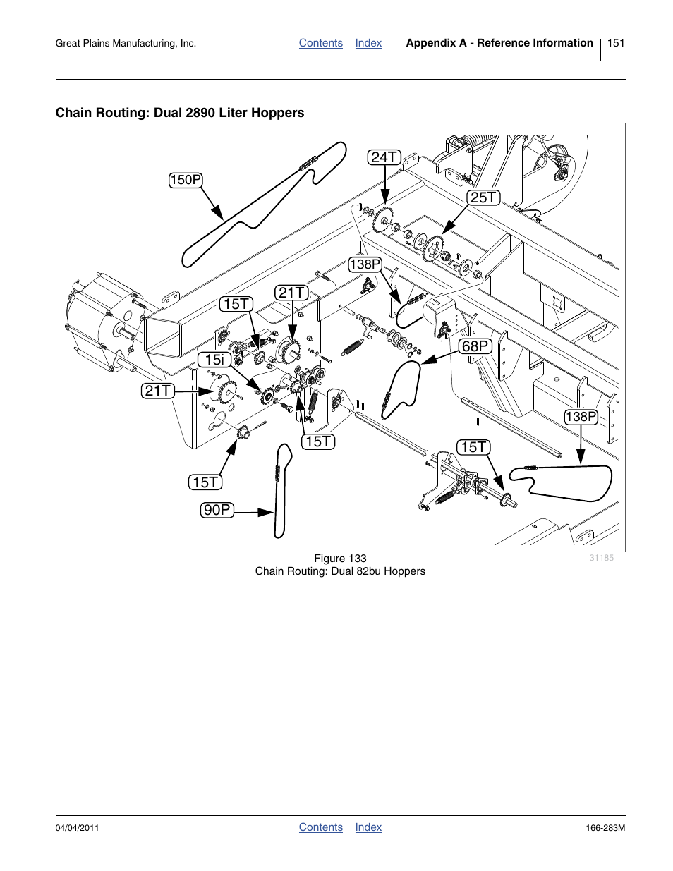 Chain routing: dual 2890 liter hoppers, 21t 15t | Great Plains NTA2007HD Operator Manual User Manual | Page 155 / 178