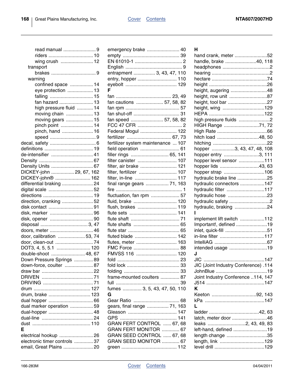 Great Plains NTA2007HD Operator Manual User Manual | Page 172 / 178