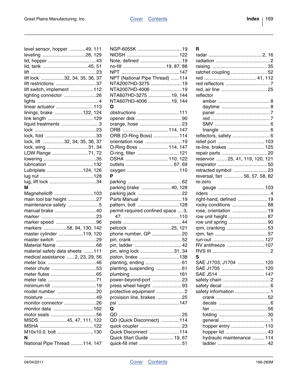 Great Plains NTA2007HD Operator Manual User Manual | Page 173 / 178